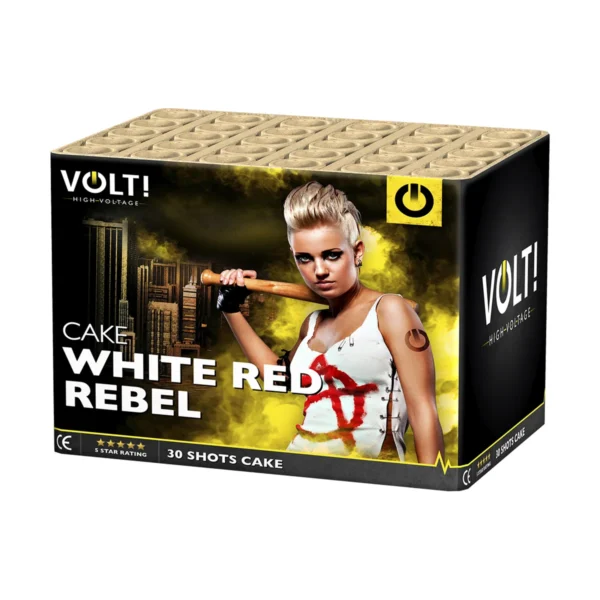 Lesli VOLT! Batterie Cake White Red Rebel Batteriefeuerwerk Produktbild